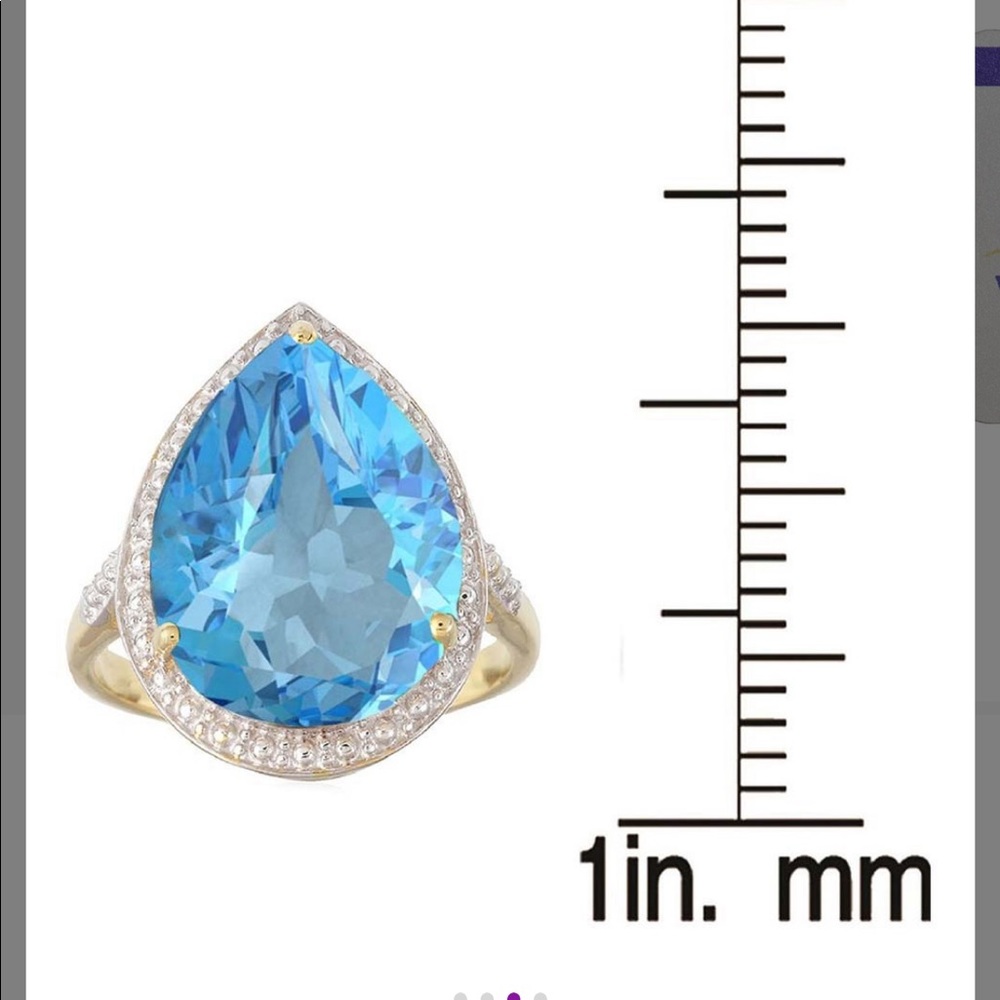 NWT Sky blue certified topaz 18k goldplated ring - Picture 3 of 13